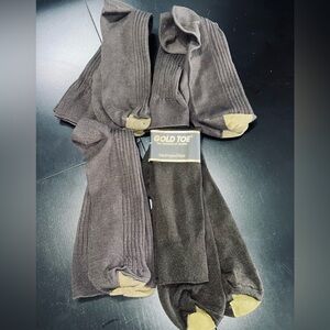 Vintage Gold Toe mens 4 pr wool blend brown crew socks dress warm reinforced toe